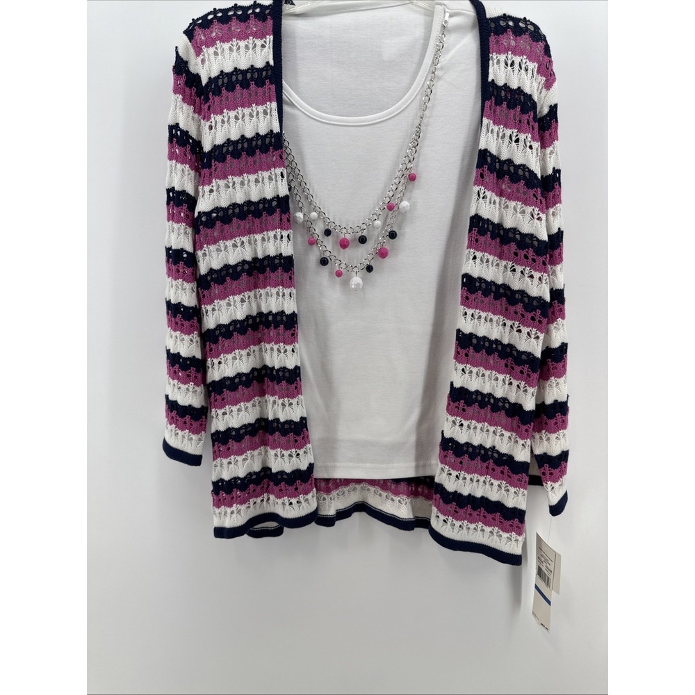 Alfred Dunner Bon Voyage 3/4-Sleeve‎ Layered Sweater Sizes PXL